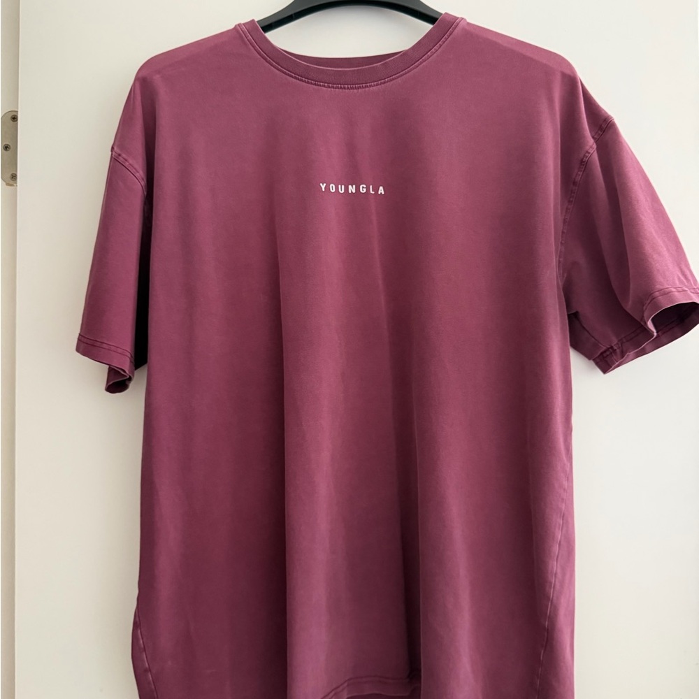 YoungLA #401 Men's Crewneck T-Shirt in Burgundy